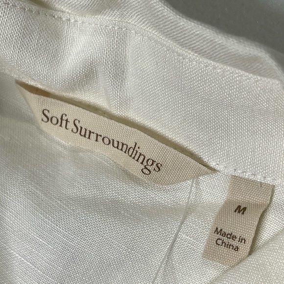 Soft Surroundings Sally Linen Blend White Button Up Shirt Size Medium NEW - Picture 3 of 5